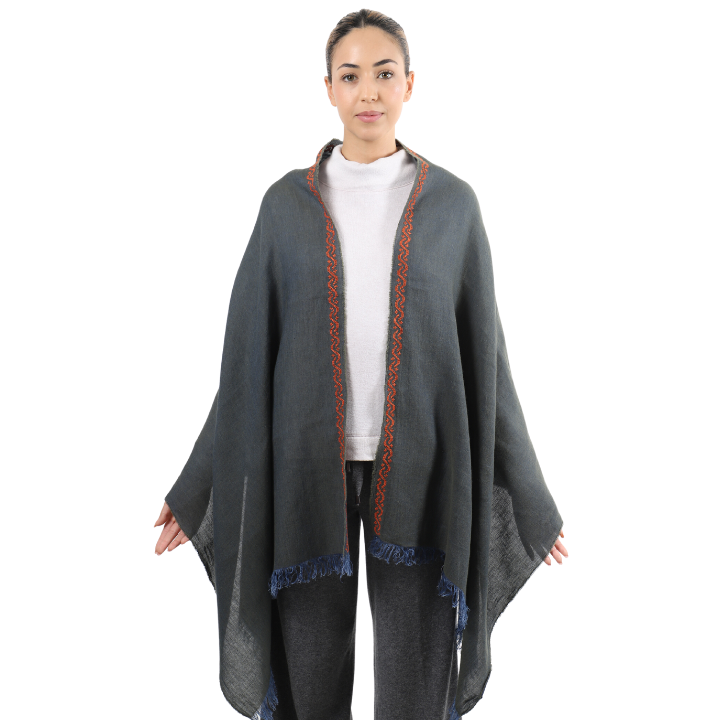 KHAKI LINEN SHAWL PETRA WAVES