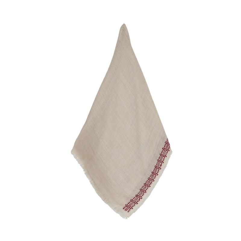 BEIGE CASHMERE & SILK SHAWL BURGUNDY IBRAHIM