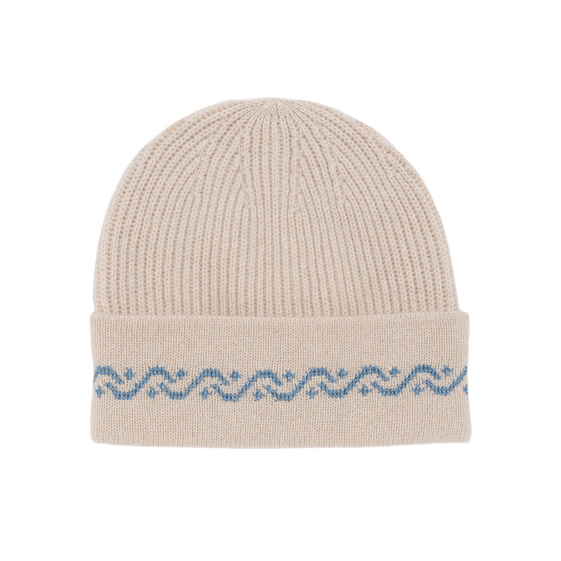 CREAM BEIGE CASHMERE BEANIE | WAVES