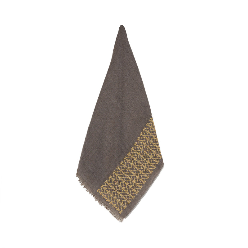 GRAY CASHMERE & SILK SHAWL CAMOMILE BEEHIVE