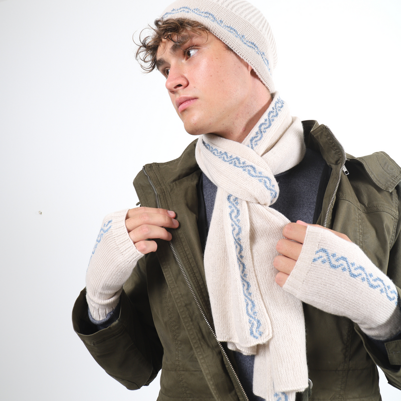 CREAM BEIGE CASHMERE BEANIE | WAVES