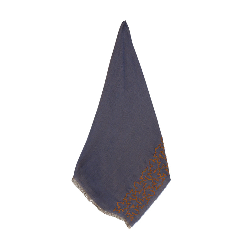 BLUE CASHMERE & SILK SHAWL COPPER SULTAN HAN