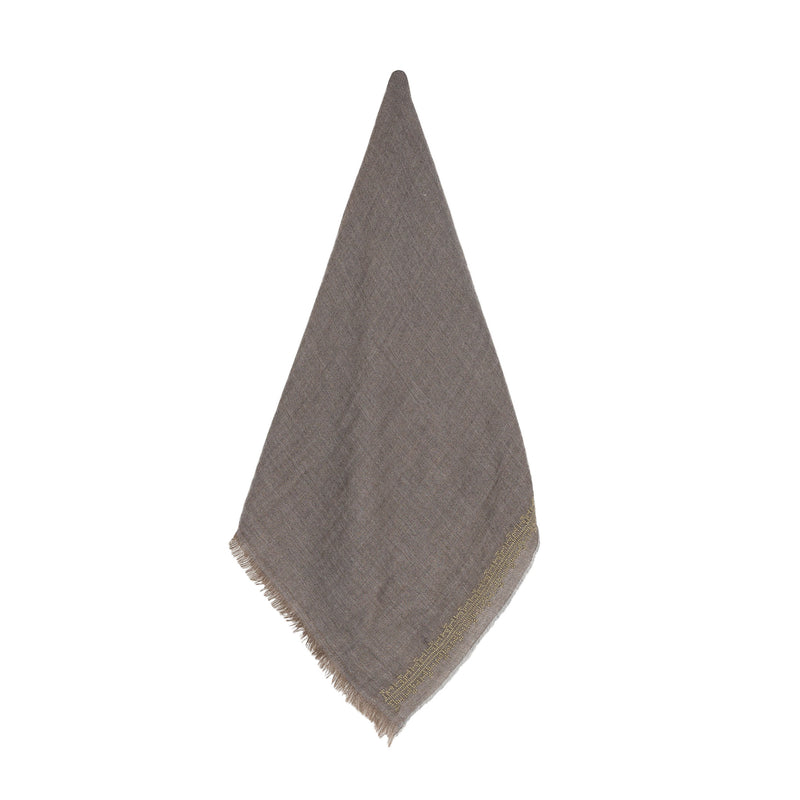 GRAY CASHMERE & SILK SHAWL KHAKI IBRAHIM