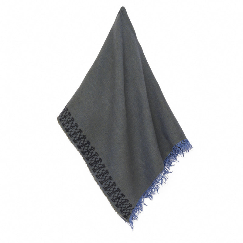 KHAKI LINEN SHAWL BLACK BEEHIVE