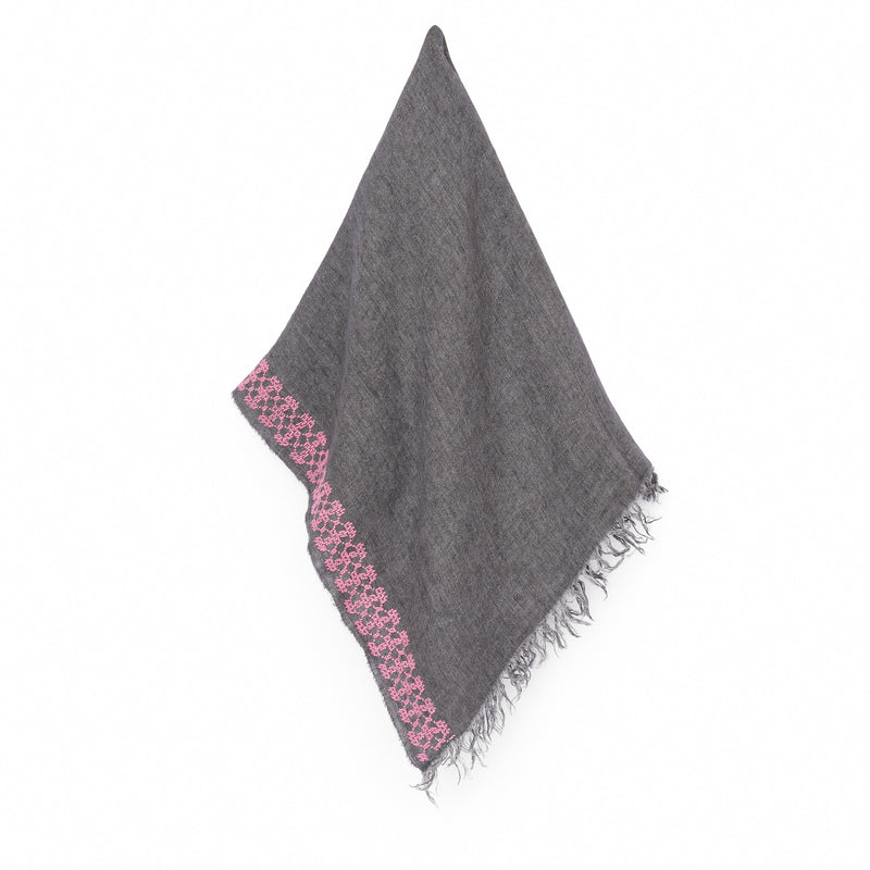 GRAY LINEN SHAWL BABY PINK BEEHIVE