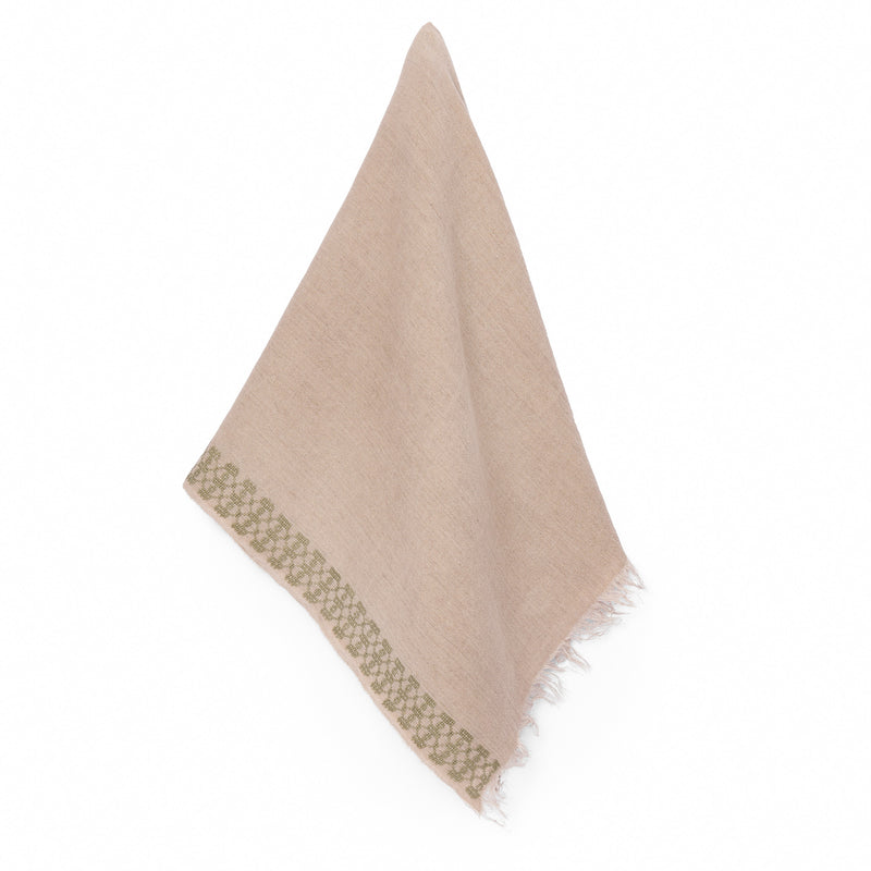 BEIGE LINEN SHAWL KHAKI BEEHIVE