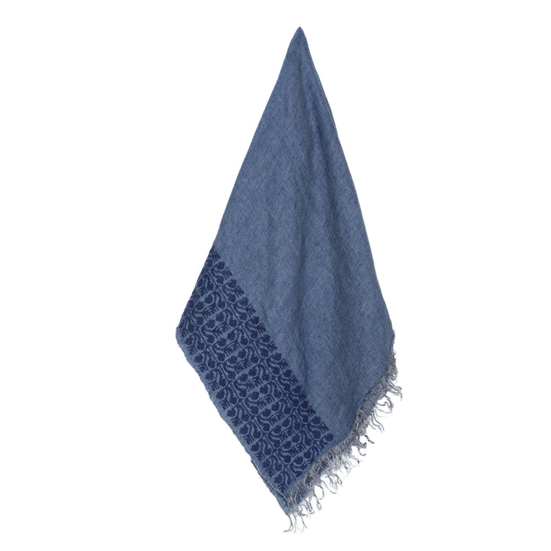 BLUE LINEN SHAWL NAVY SINEAD