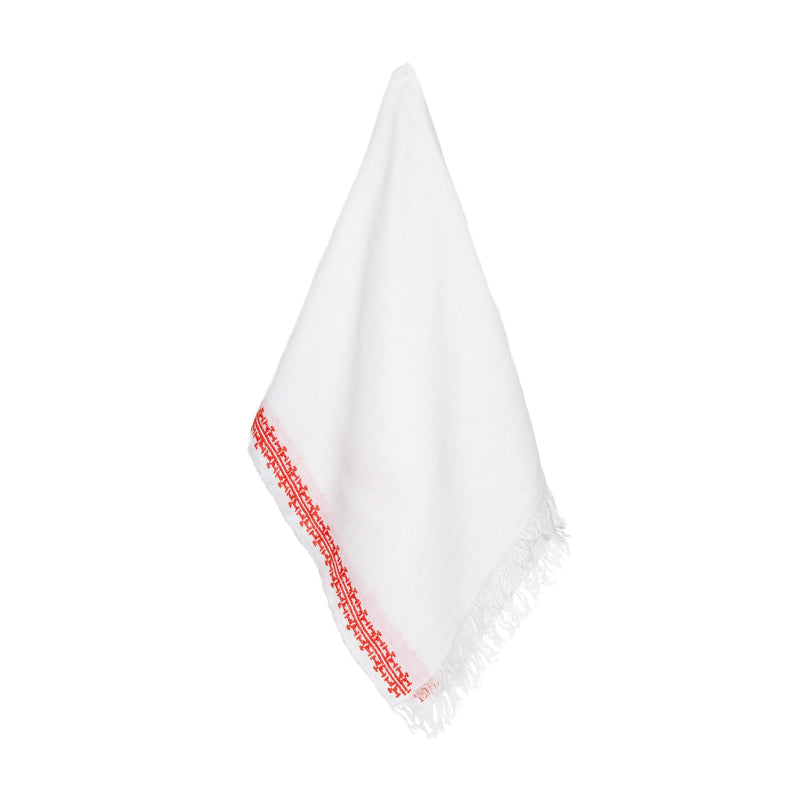 WHITE LINEN SHAWL CAPRI RED IBRAHIM