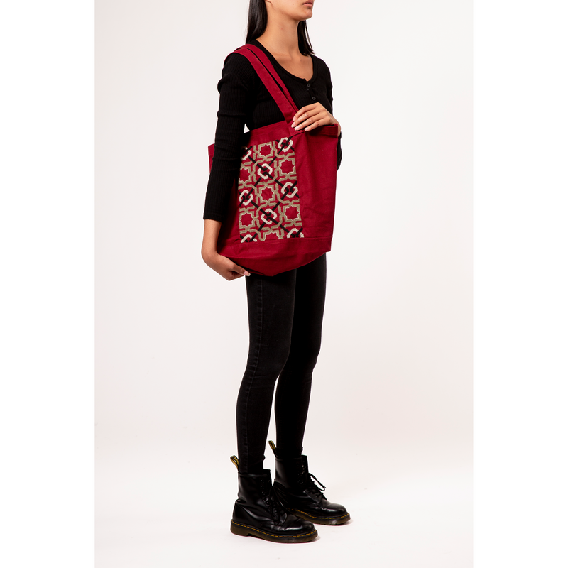 BURGUNDY CANVAS BAG SDG#8