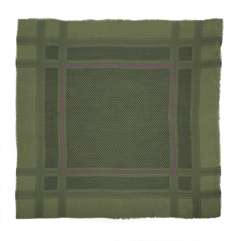KHAKI MERINO WOOL & SILK IBN BATTUTA KEFFIYEH