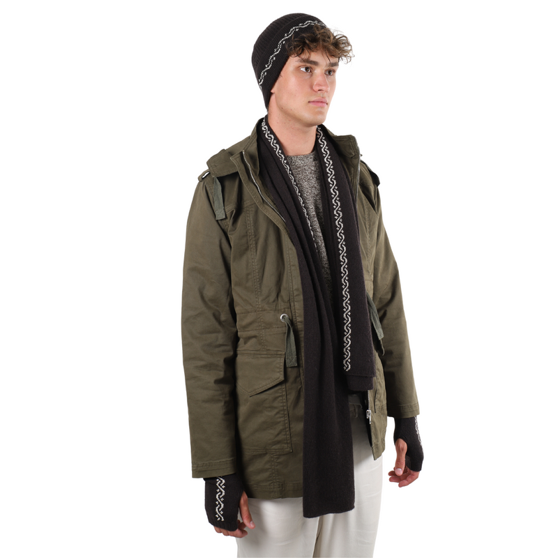 BROWN CASHMERE SCARF | WAVES