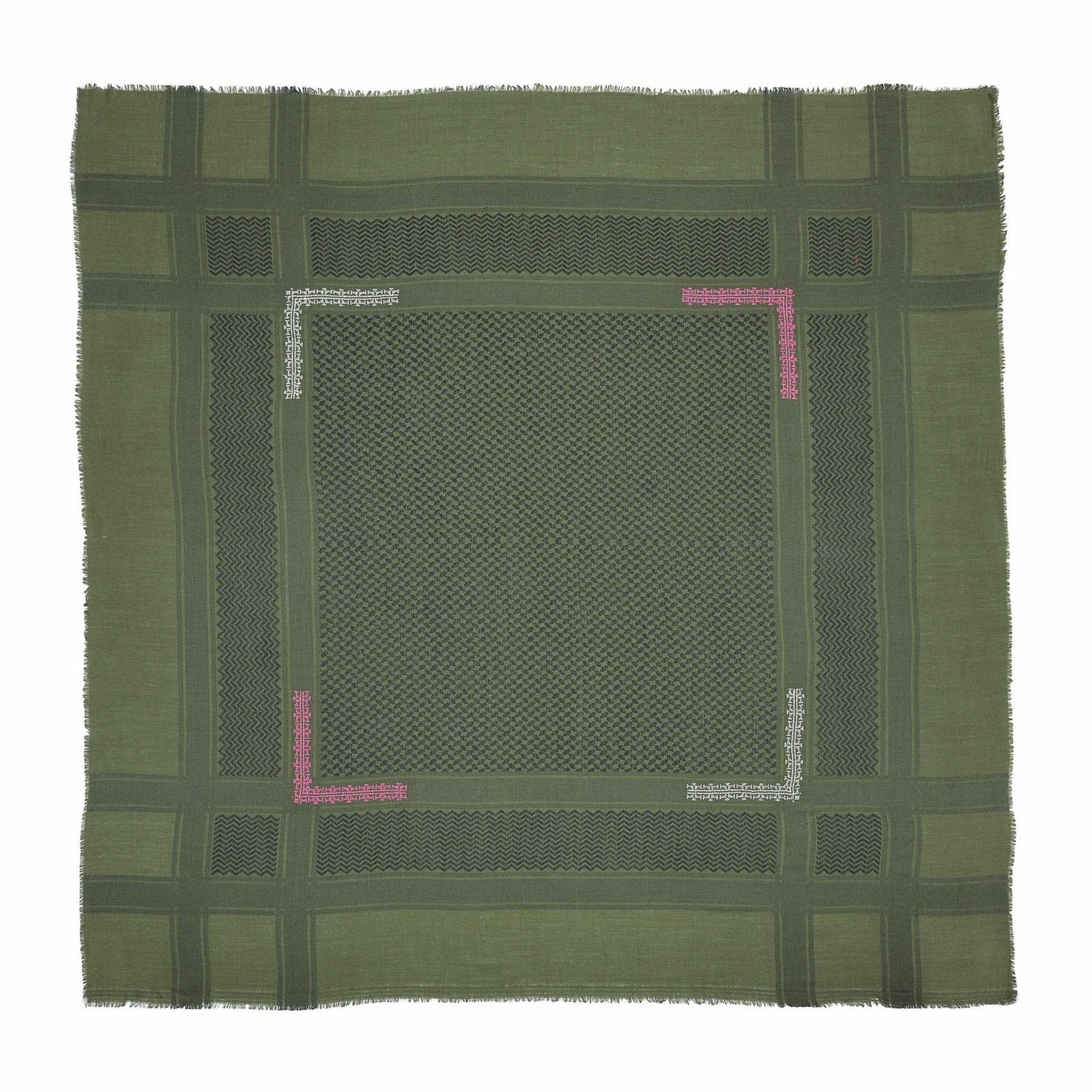 KHAKI MERINO WOOL & SILK IBRAHIM KEFFIYEH