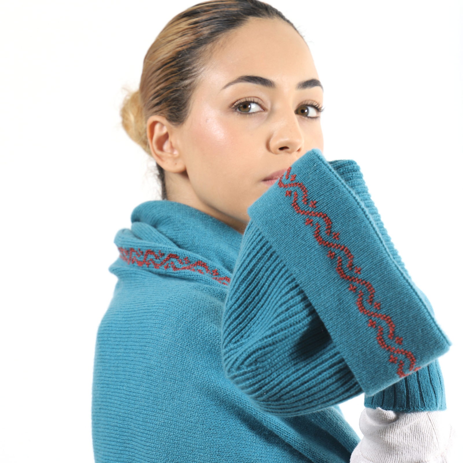 TEAL CASHMERE SCARF | WAVES