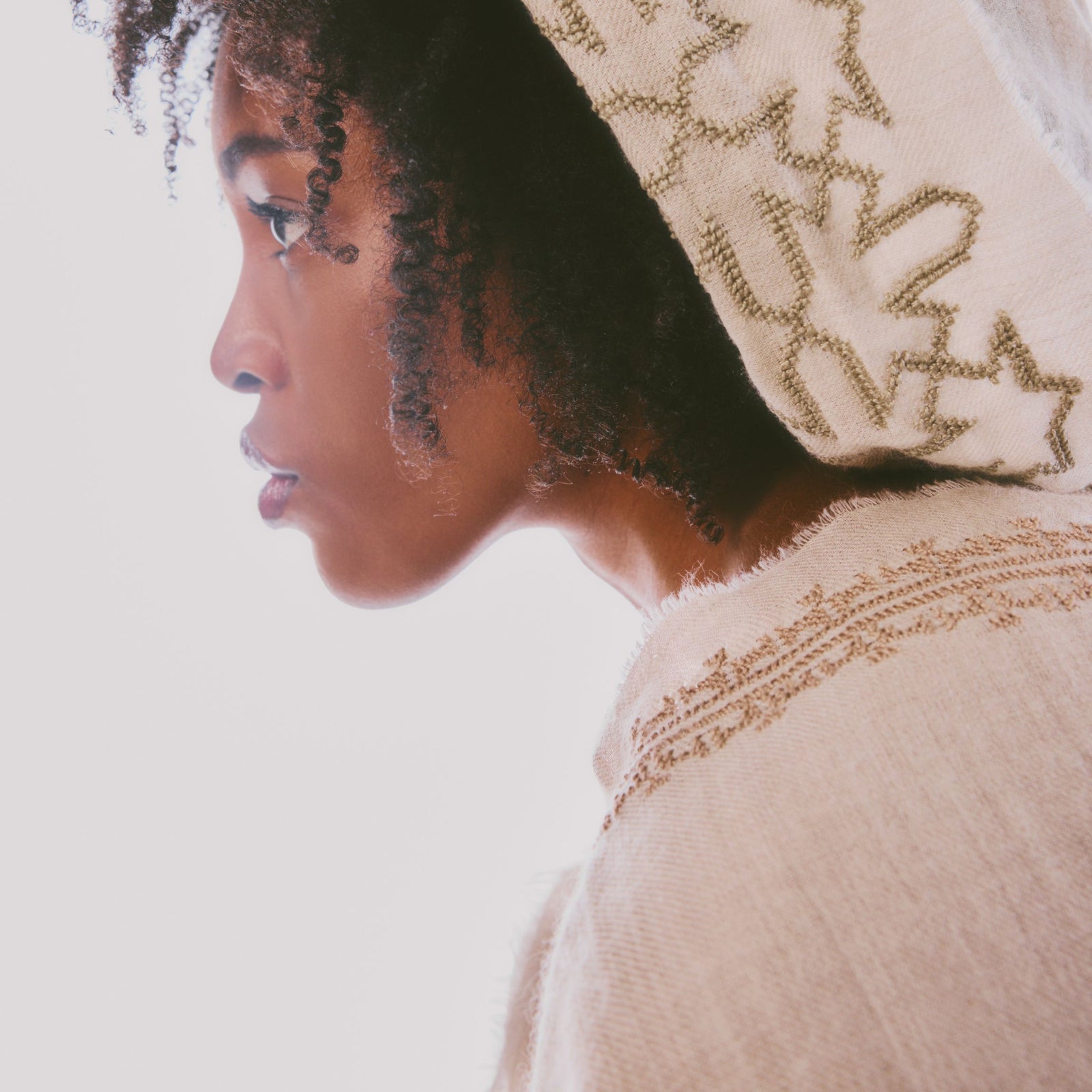 BEIGE CASHMERE & SILK SHAWL HAZEL IBRAHIM