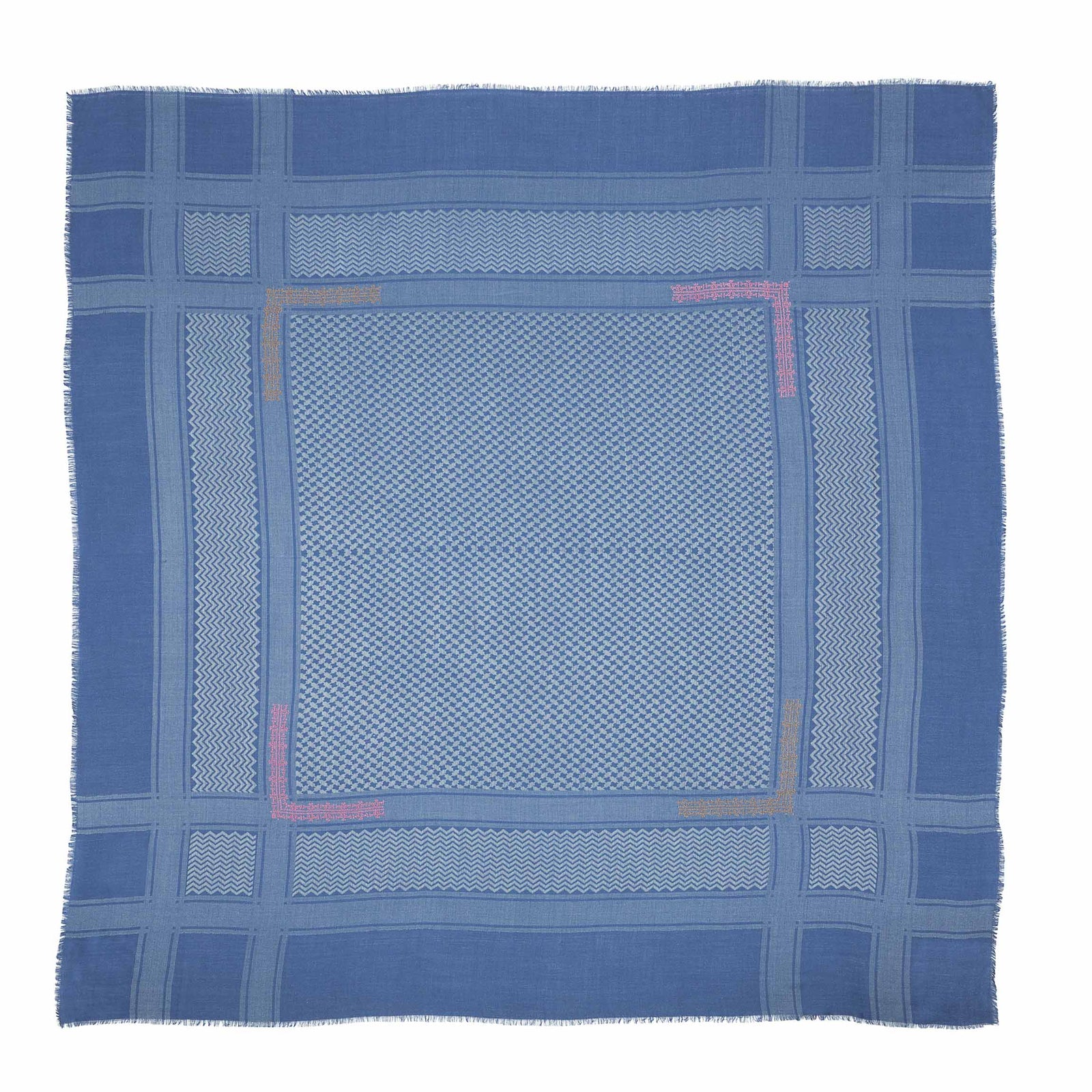 BLUE MERINO WOOL & SILK IBRAHIM KEFFIYEH