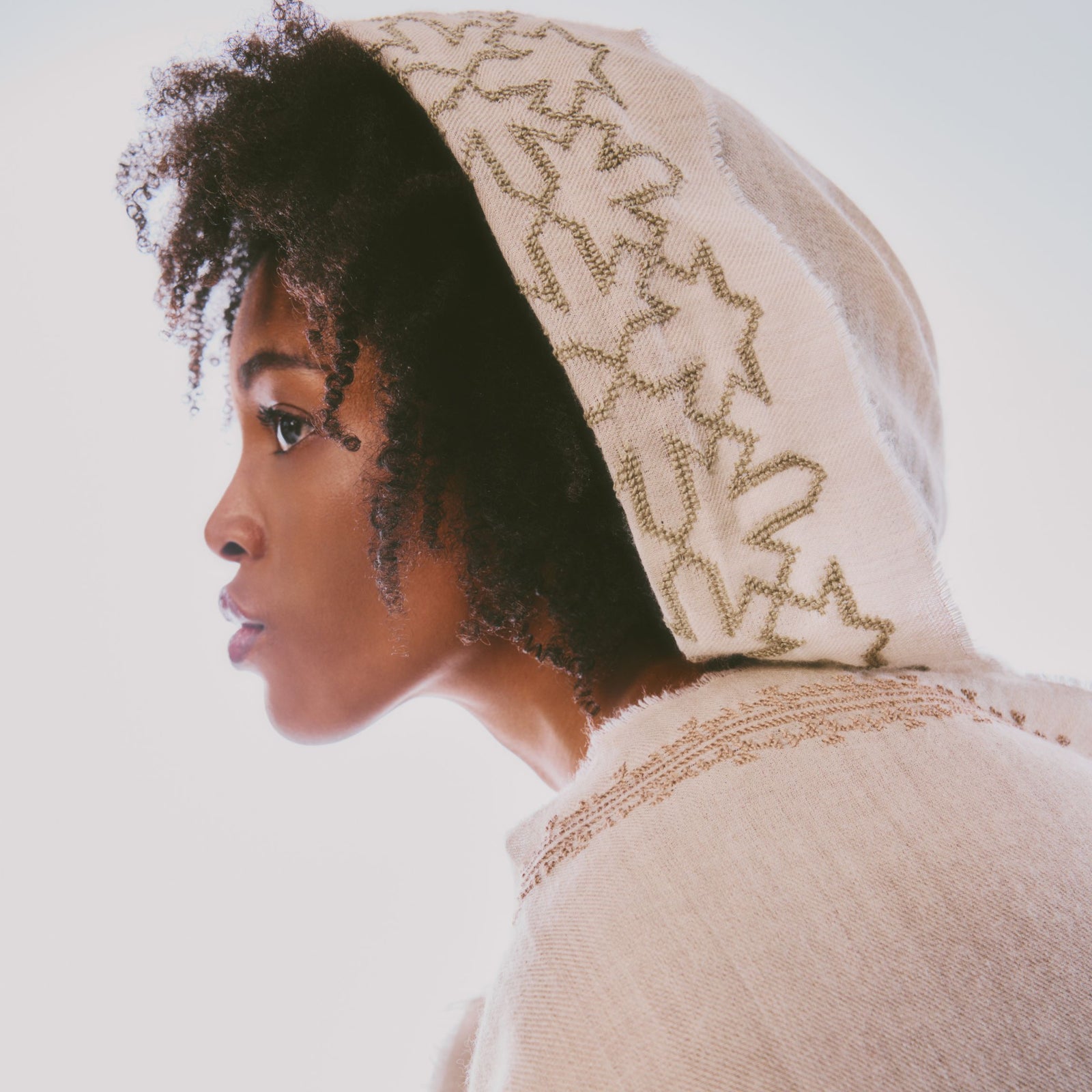 BEIGE CASHMERE & SILK SHAWL HAZEL IBRAHIM