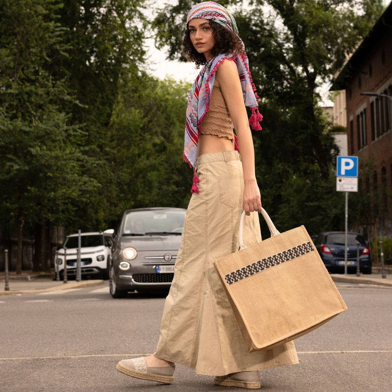 JUTE TOTE LINEN BAG BEEHIVE