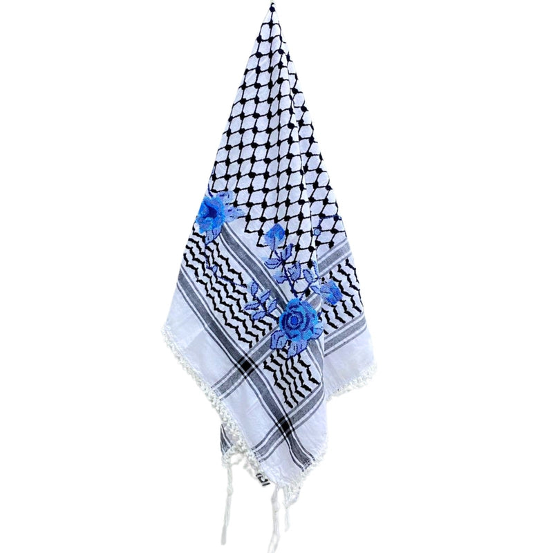 BLACK & WHITE ROSE KEFFIYEH