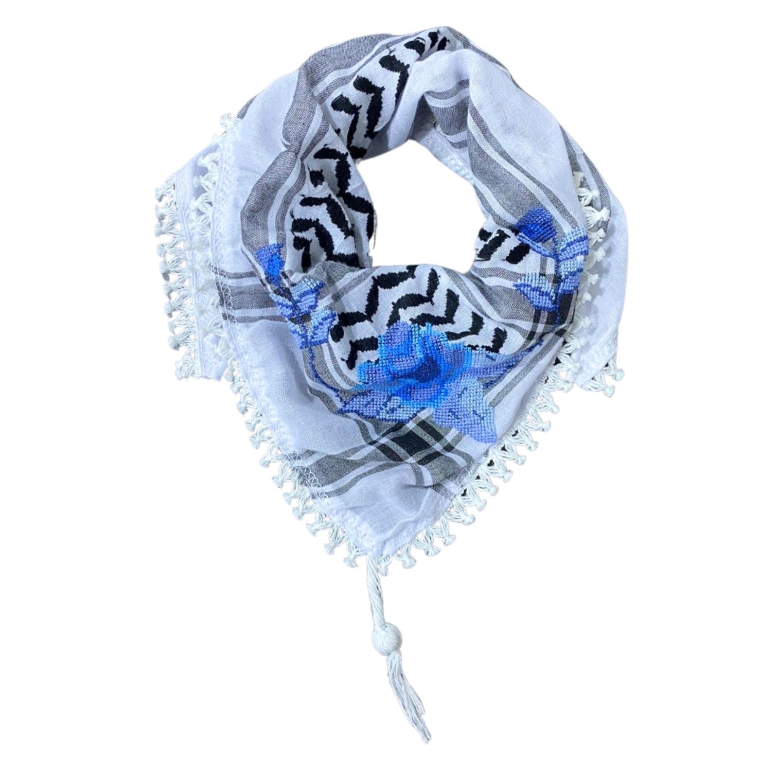 MINI BLACK & WHITE ROSE KEFFIYEH