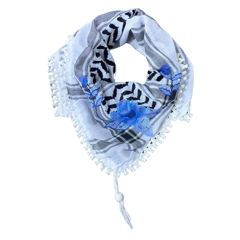MINI BLACK & WHITE ROSE KEFFIYEH