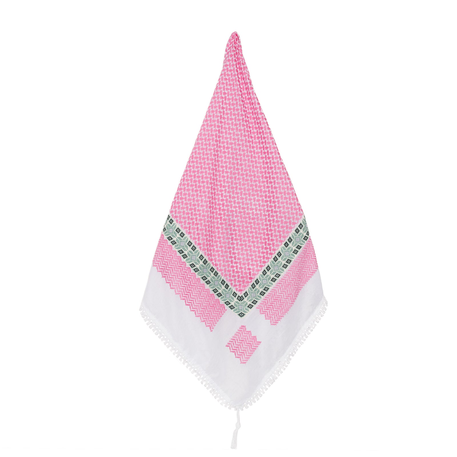 LINDA PINK & WHITE CROSS KEFFIYEH