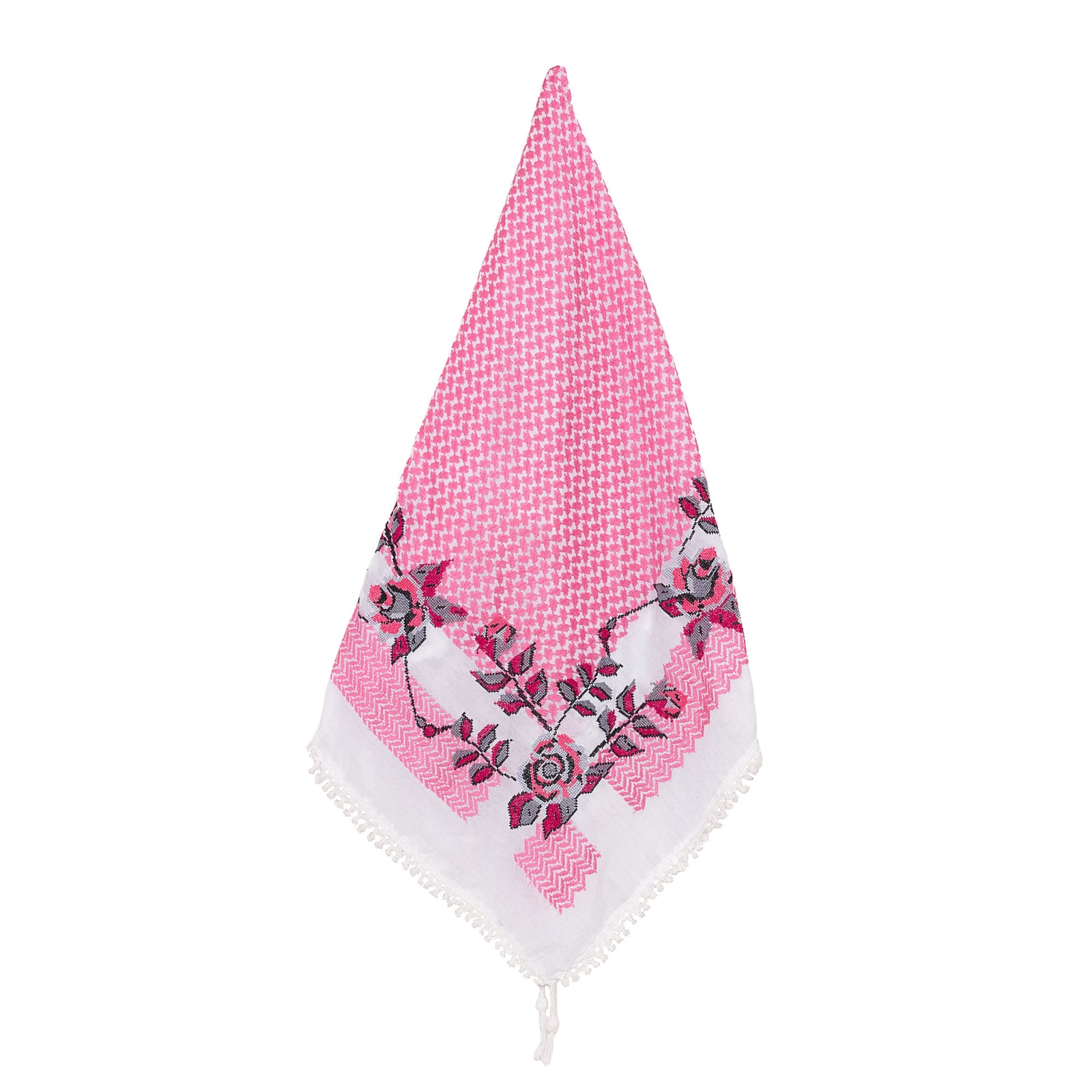 PINK & WHITE ROSE KEFFIYEH