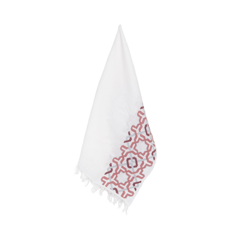 WHITE LINEN SHAWL ANTIQUE ROSE ALHAMBRA®